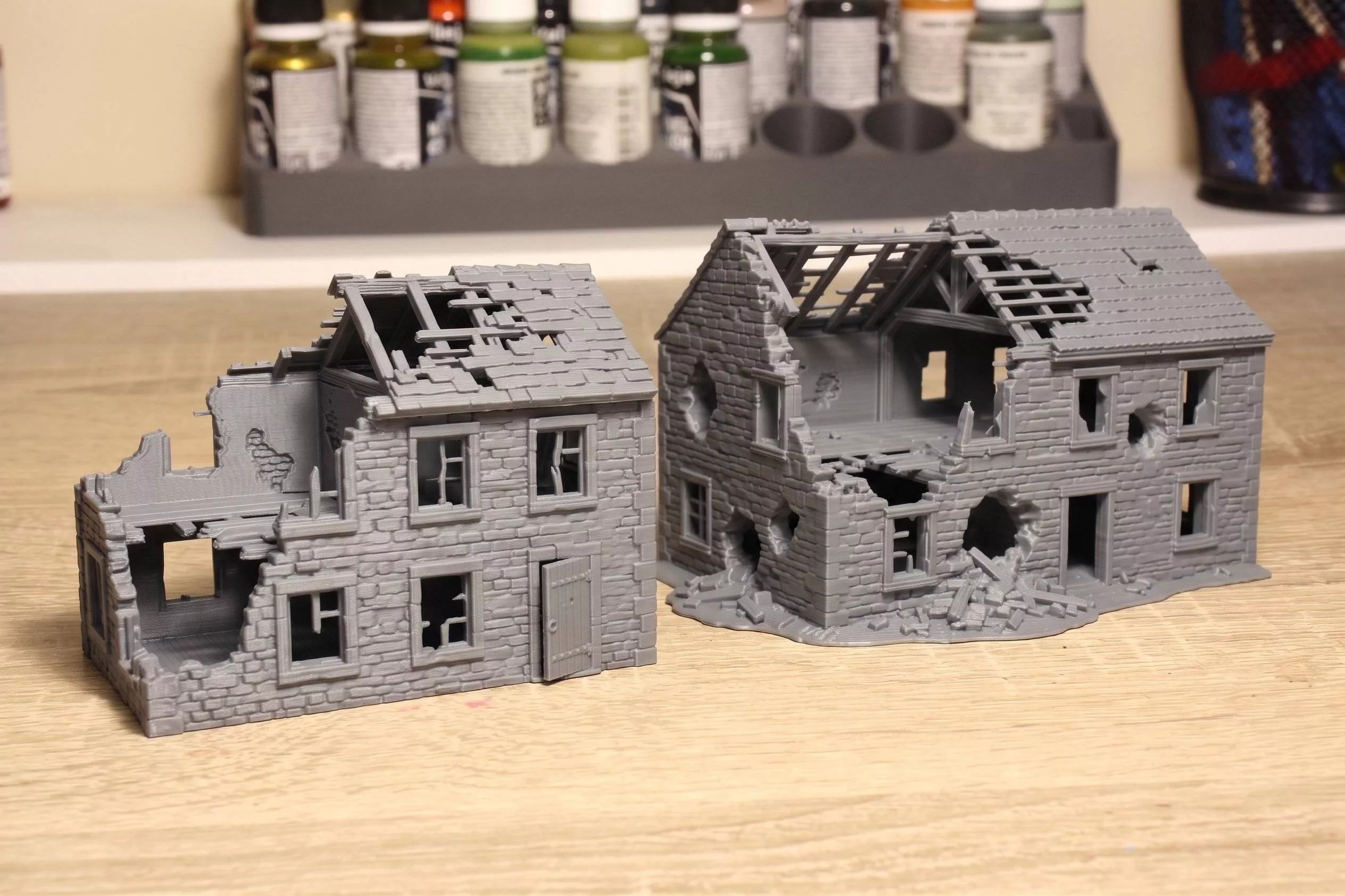 French houses in ruins WW2 3D print model