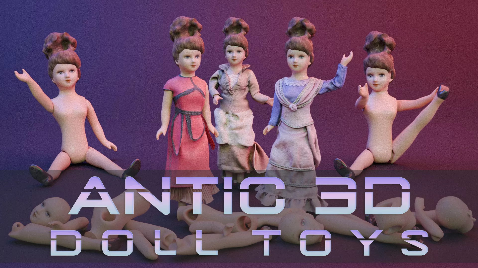 Dolls Toys Low-poly 3D model