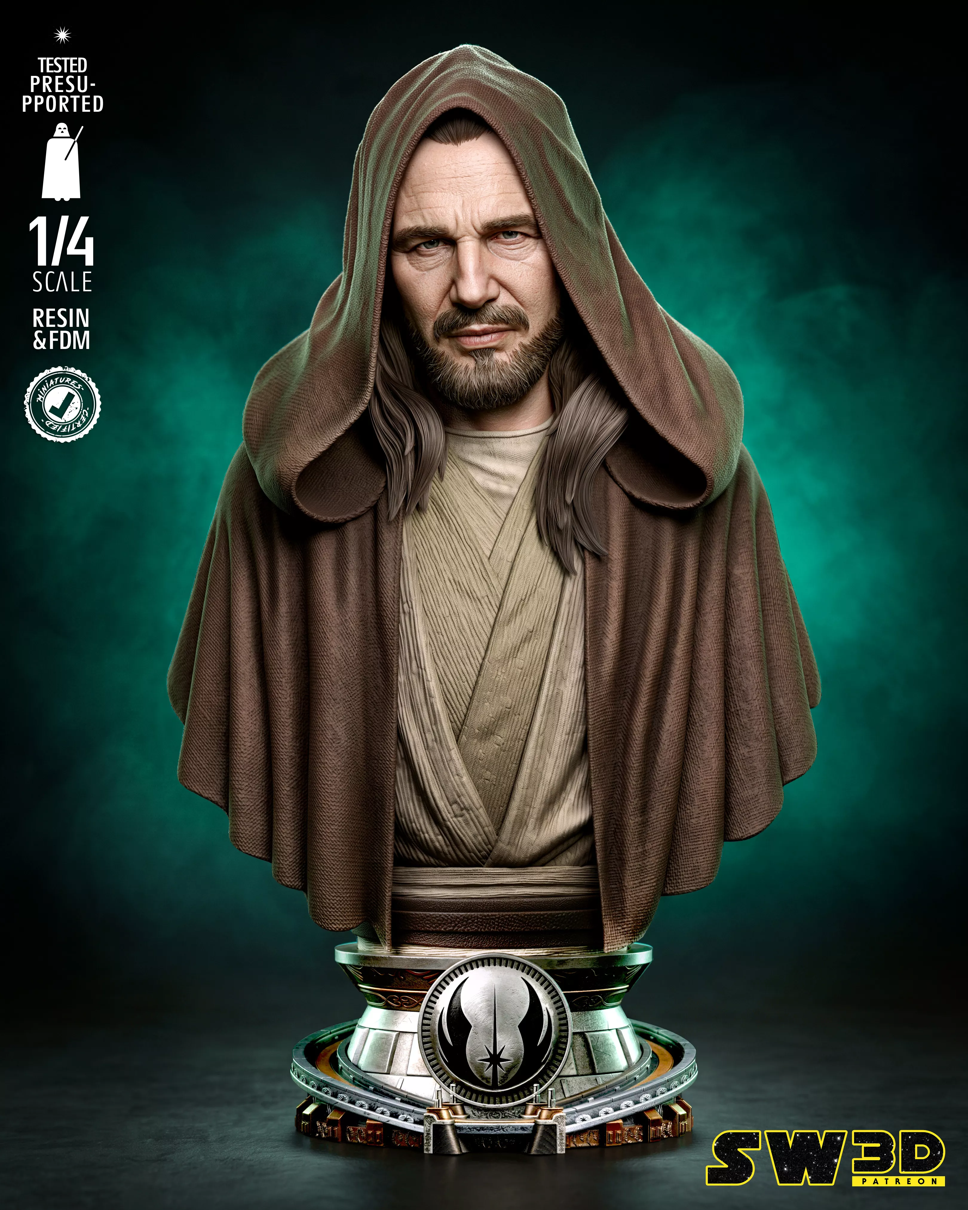 STAR WARS Quin Gon Jin Portrait Bust 3D print model