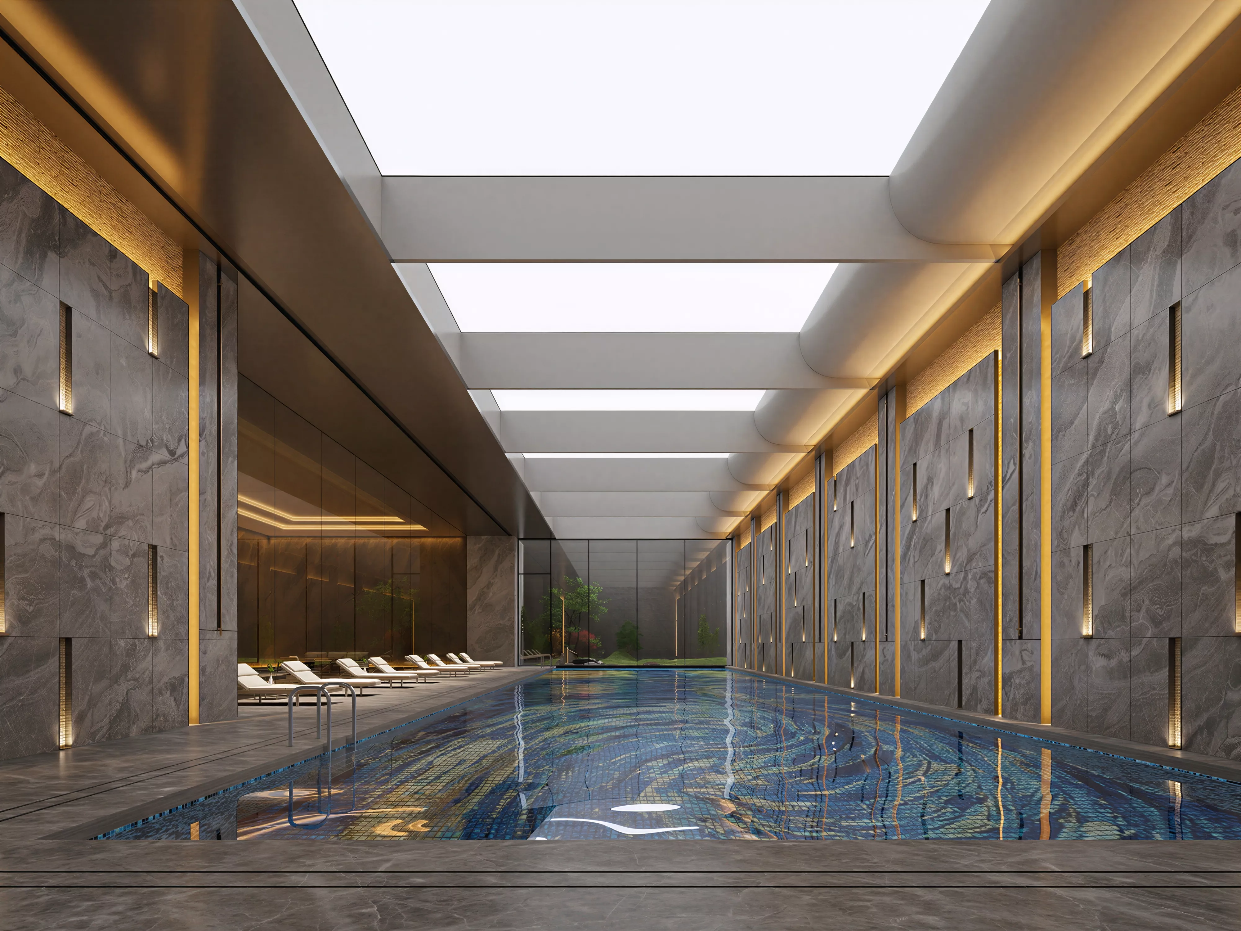 Luxury Stone Indoor Pool Interior 3D Model 3D model