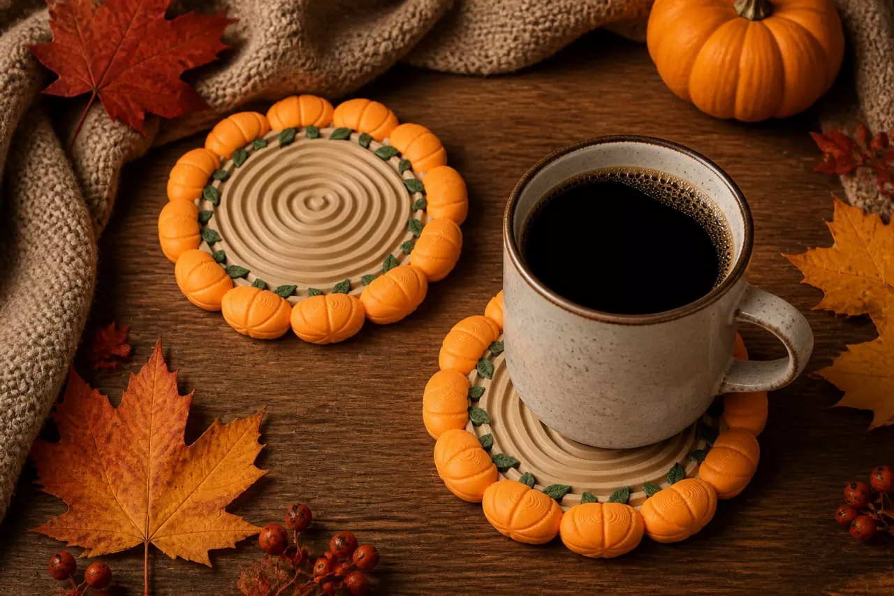 Pumpkin Patch Coasters Autumn Cup and Mug Stands Free 3D print model