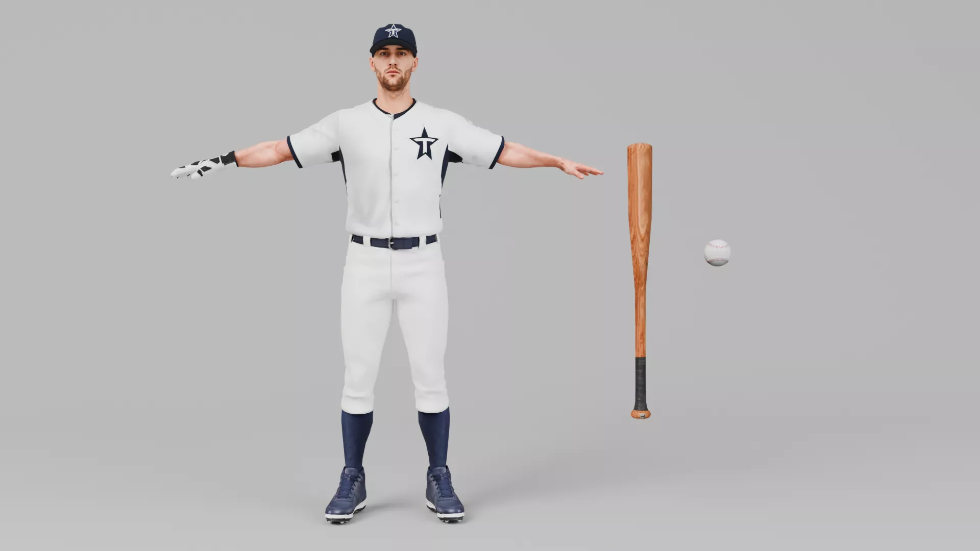 Baseball Player - Rigged Low-poly 3D model