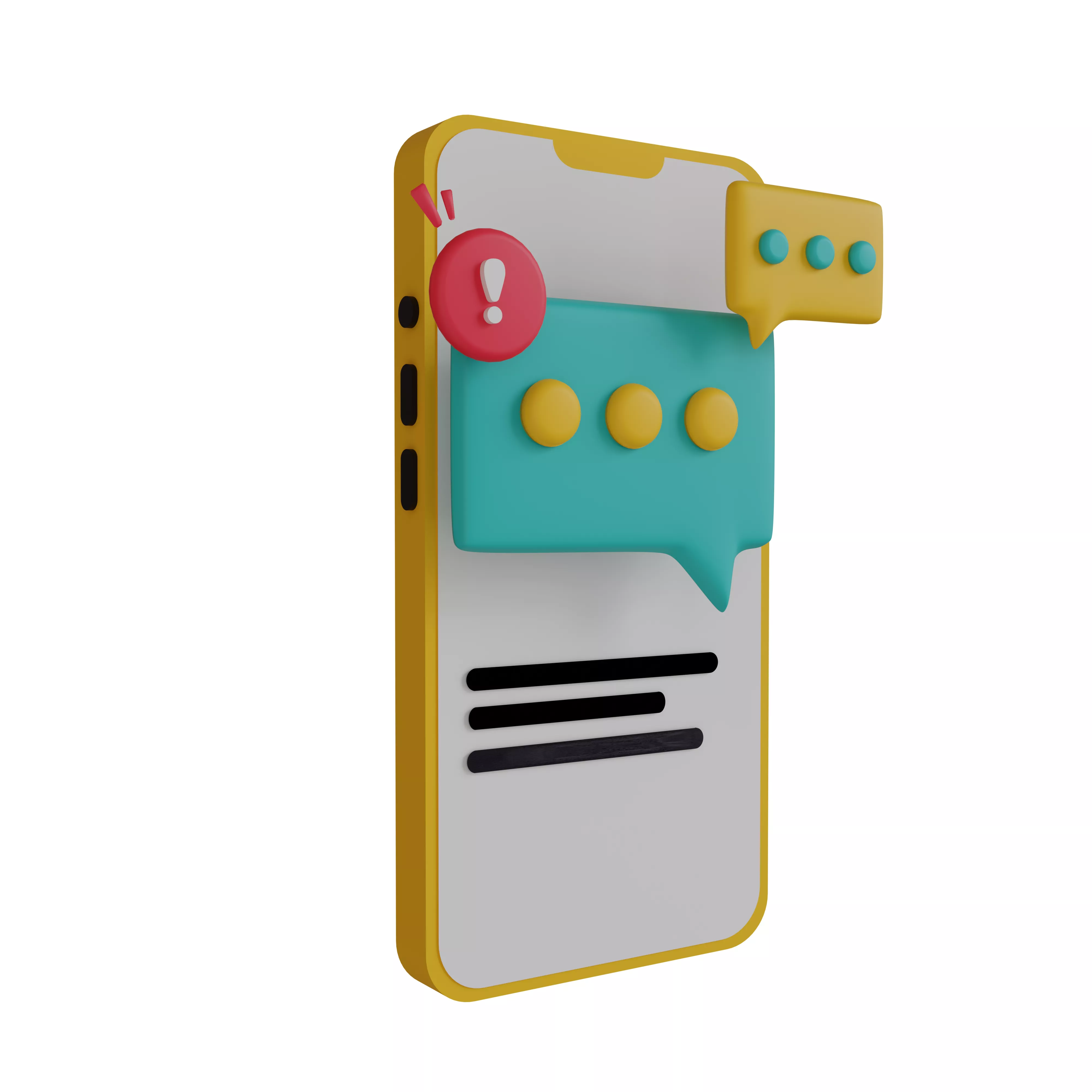 Phone Chat Notification 3D Illustration Low-poly 3D model