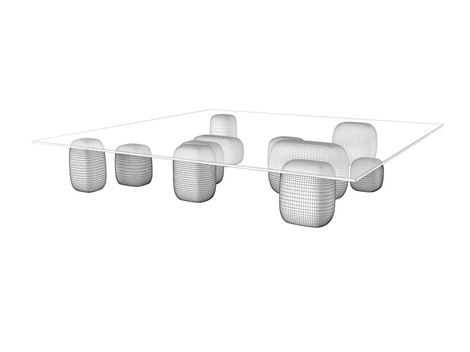 Ishi two coffee tables made of wood and glass 3D model_3