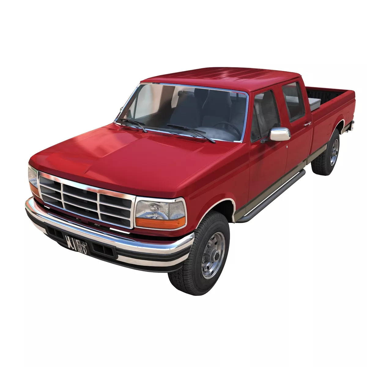 F250 1996 crew cab pickup truck Low-poly 3D model