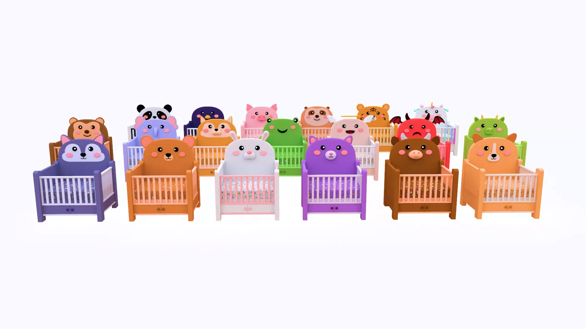 Cartoon Baby Crib Nursery Pack 02 Low-poly 3D model