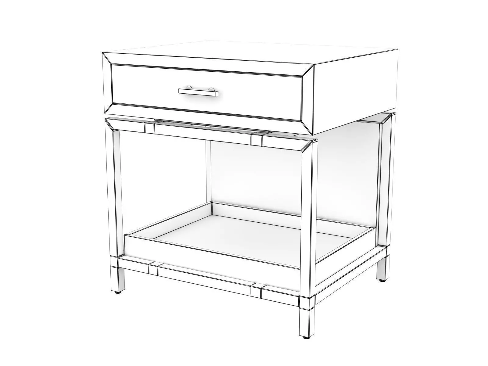 8479-Nightstand bedside table with drawer Free 3D model_2