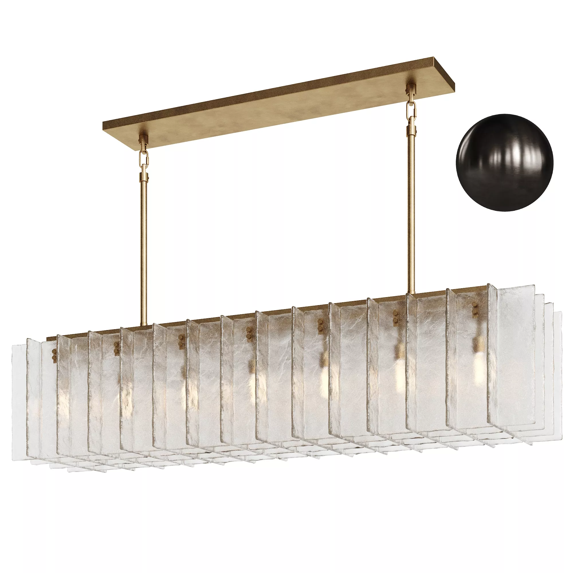 Lattice Clear Glass Rectangular Chandelier 3D model
