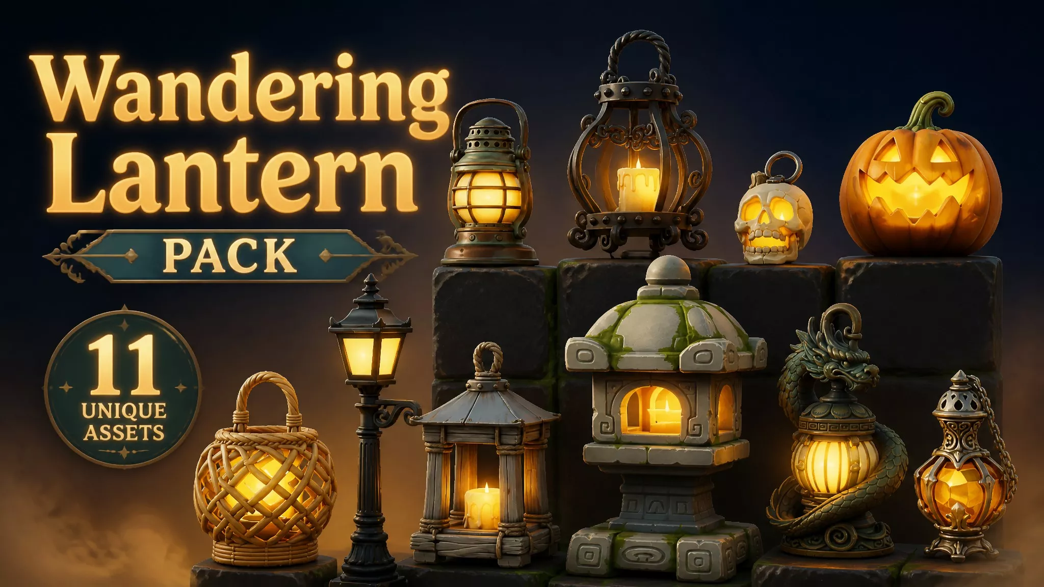 Wandering Lantern Pack Low-poly 3D model