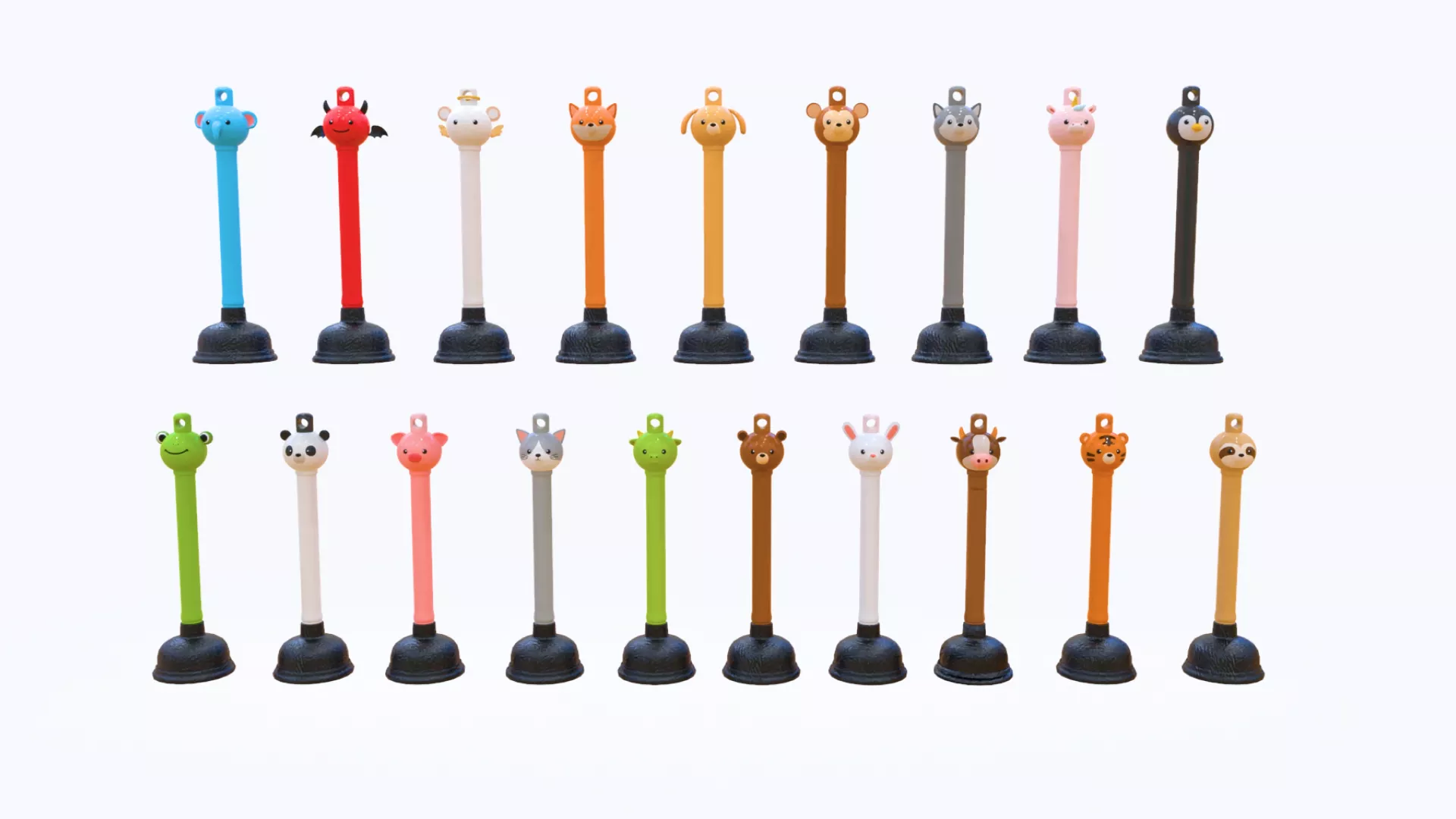 Cartoon Toilet Plunger Pack 01 Low-poly 3D model