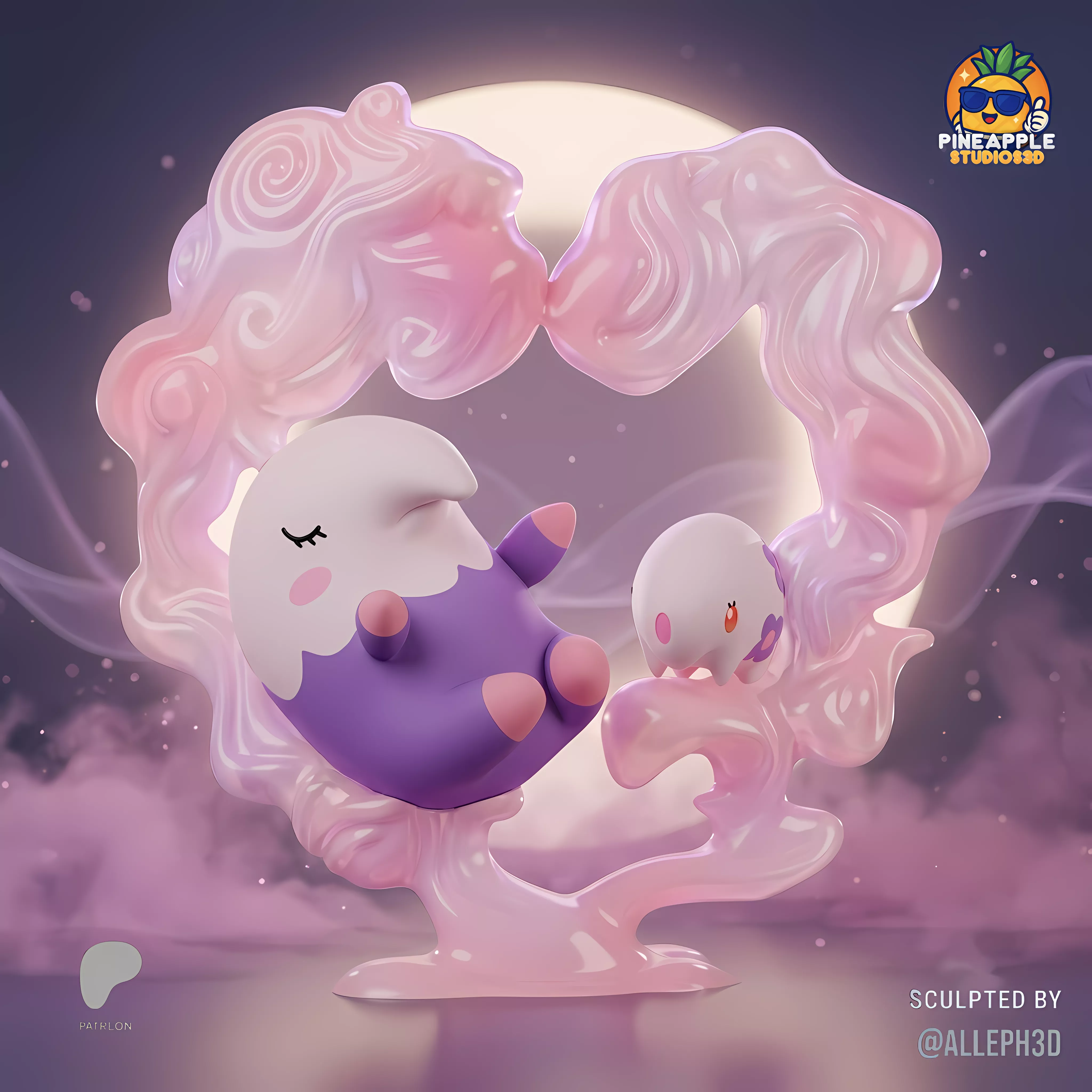 Munna and Musharna Dream Diorama Multicolor Pokemon 3D Printable 3D print model