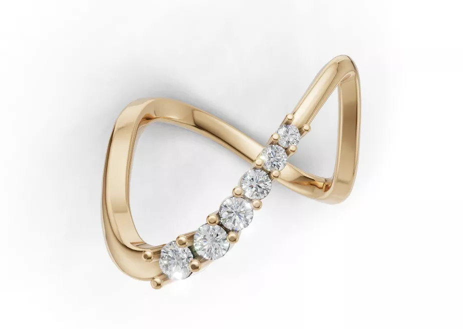 Infinity Diamond Ring with Vertical Bar Setting 3D print model