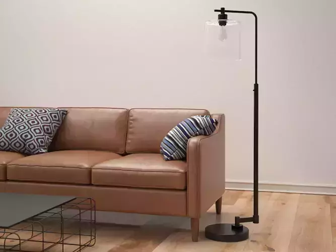 Seeded Glass Industrial Floor Lamp 3D model