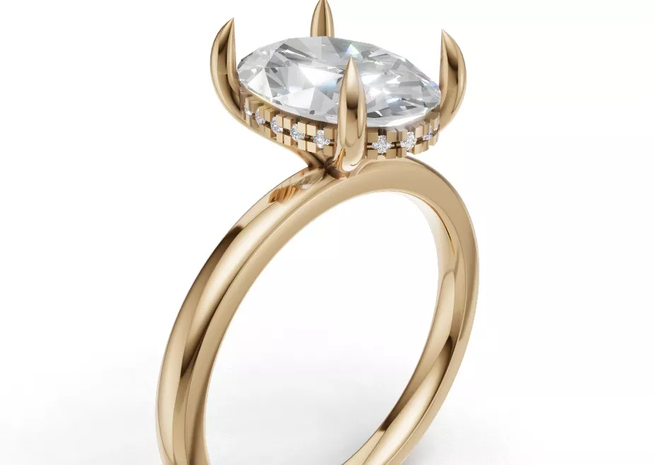 Oval Diamond Solitaire Ring with Micro Prong Gallery Setting 3D print model