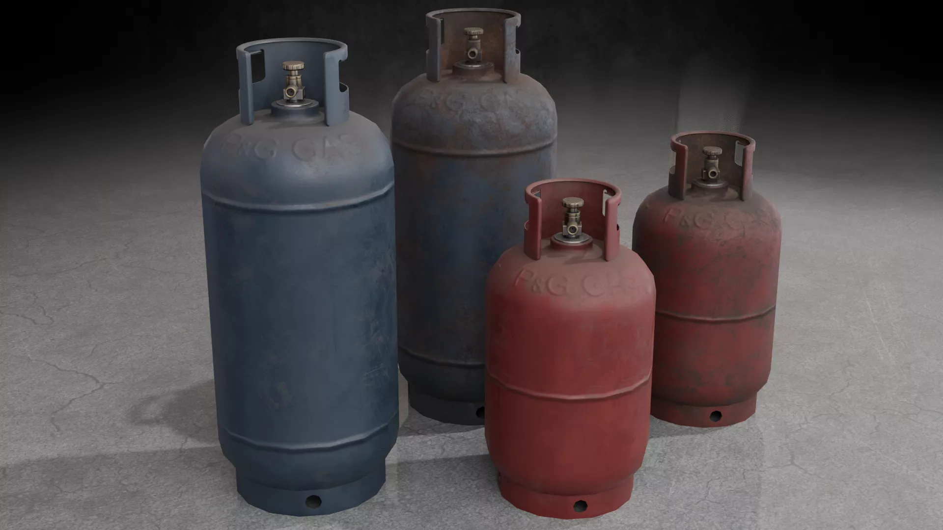 Gas Cylinders Low-poly 3D model