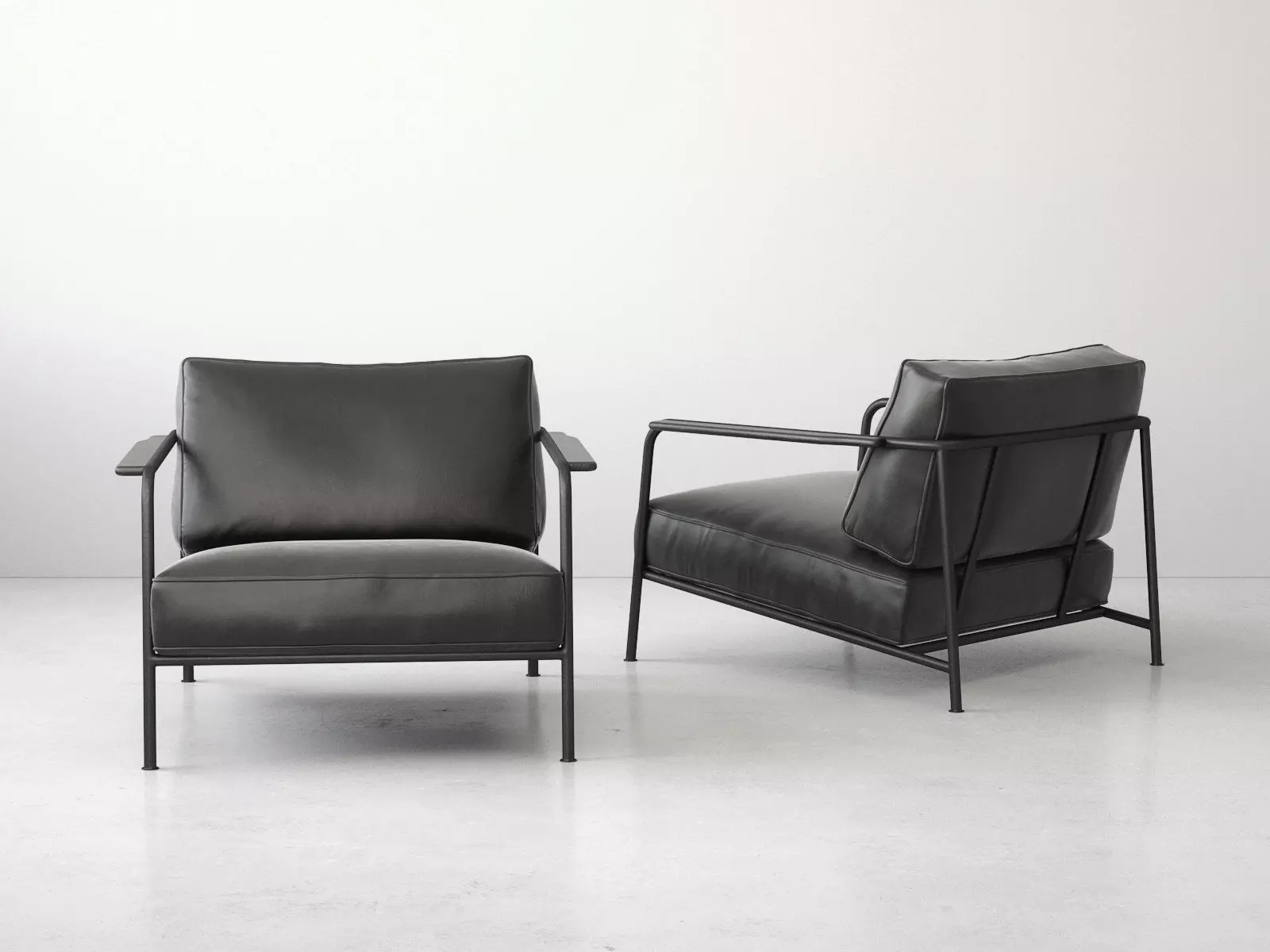 Aero two lounge chairs with metal frame and fabric 3D model_1