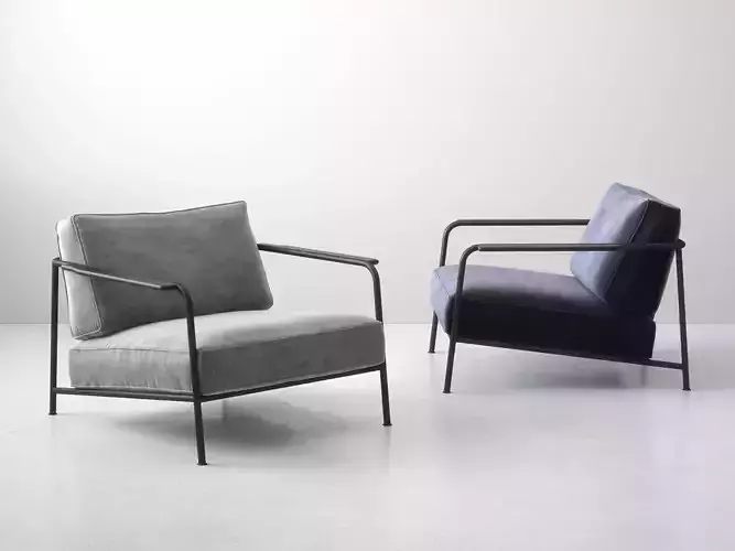 Aero two lounge chairs with metal frame and fabric