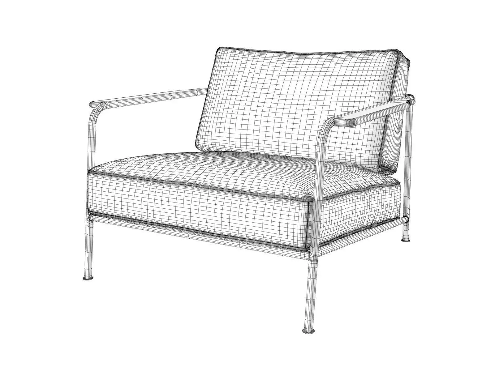 Aero two lounge chairs with metal frame and fabric 3D model_2