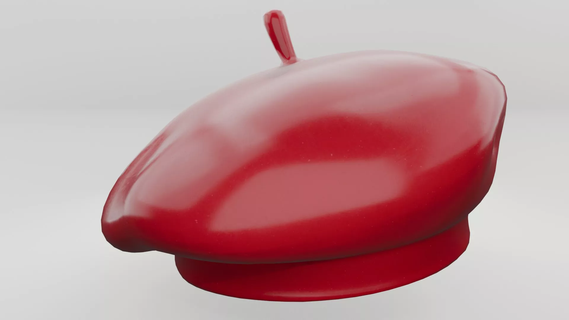 Red Beret Hat Low-poly 3D model