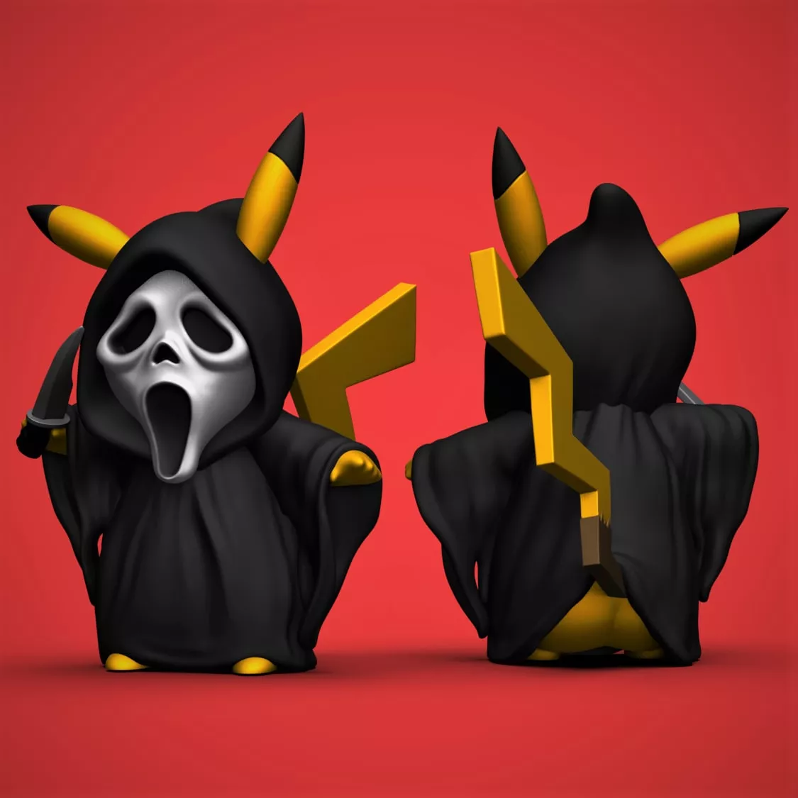PIKACHU GHOSTFACE HALLOWEEN SPOOKY 3D print model