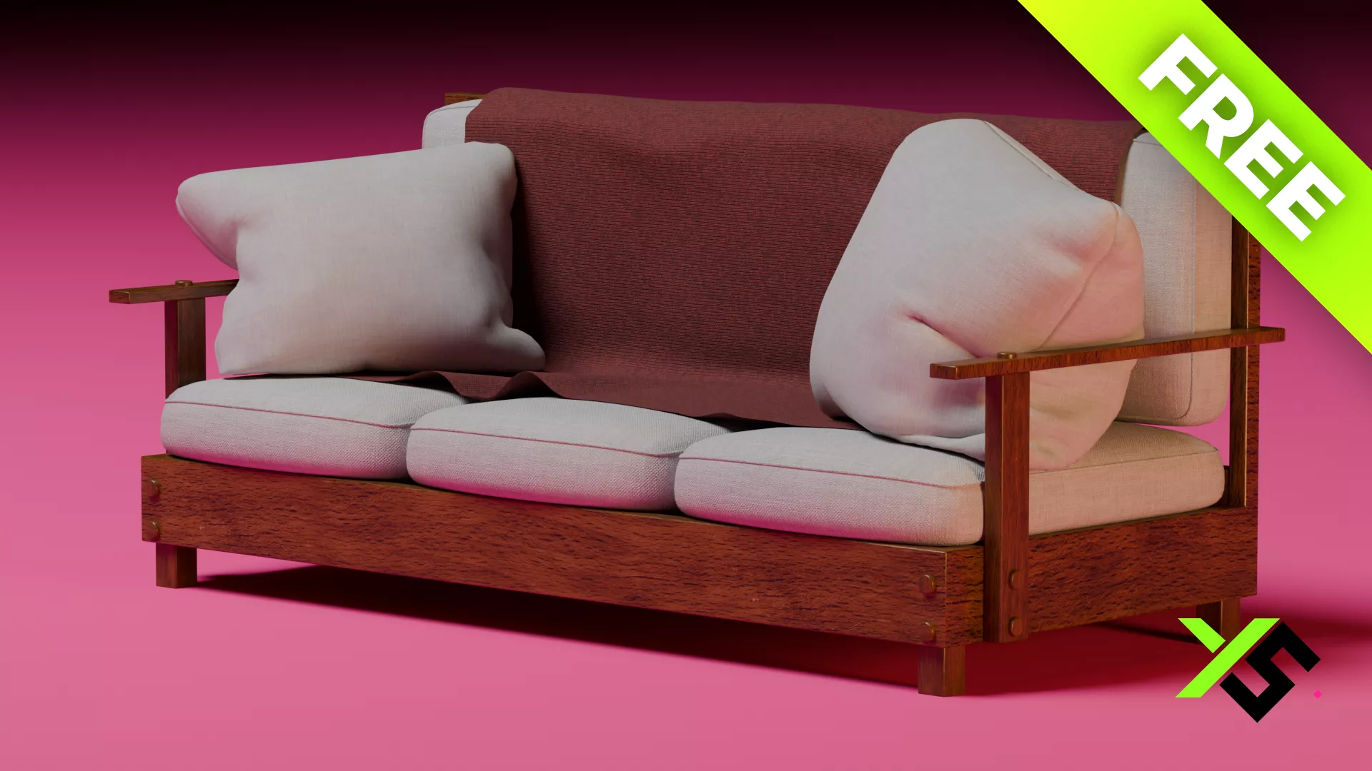 3-Seater Big Sofa Free 3D model