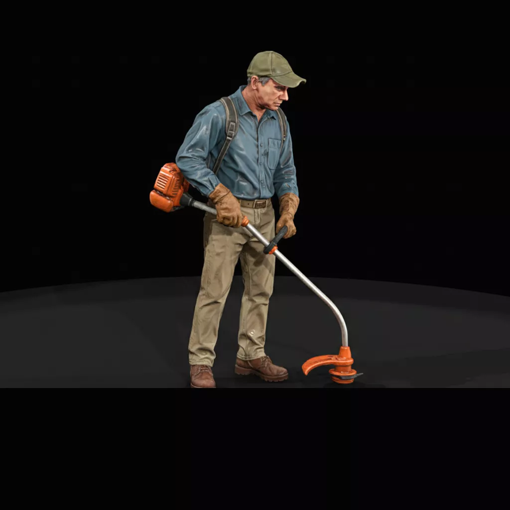 Landscaping Crew with Gas String Trimmer Set of 2 3D print model