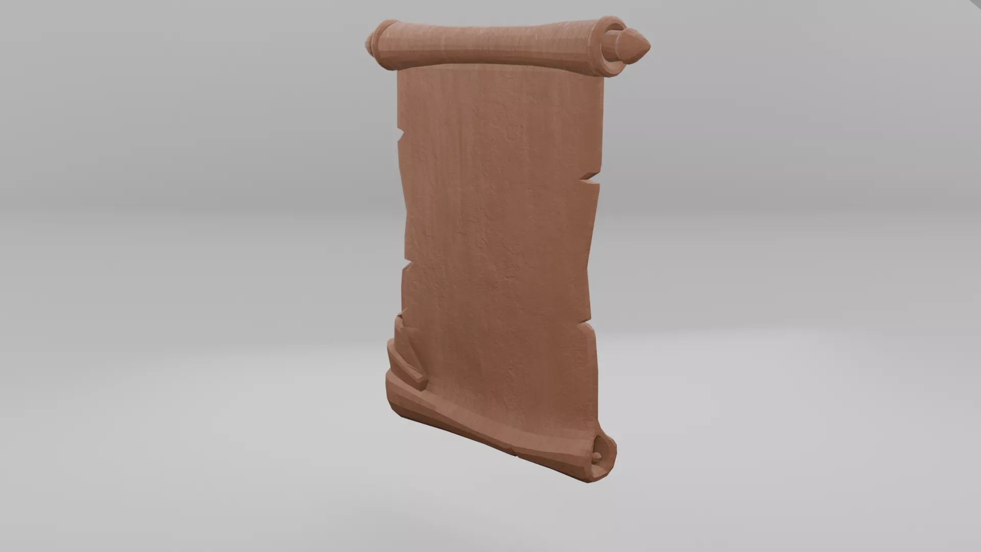Wooden Scroll Aged Parchment Prop Low-poly 3D model