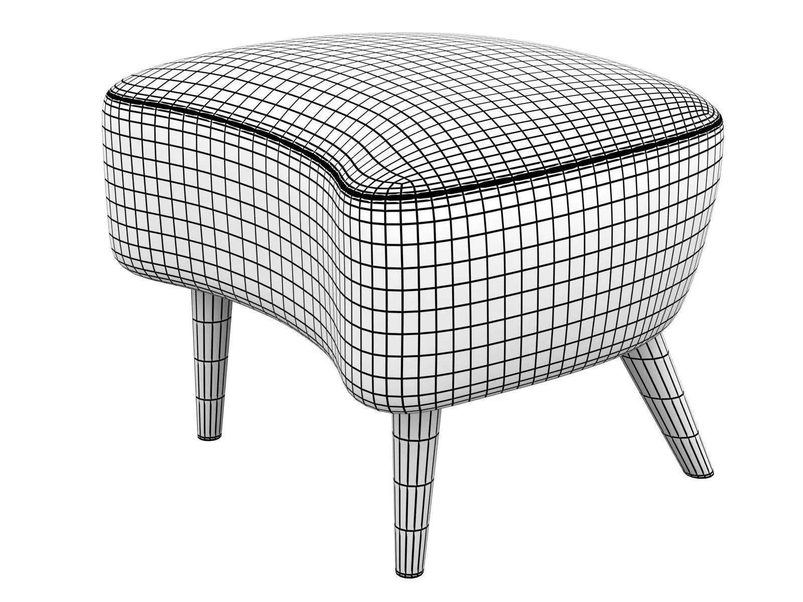 Wingback three chairs and footstool 3D model_4