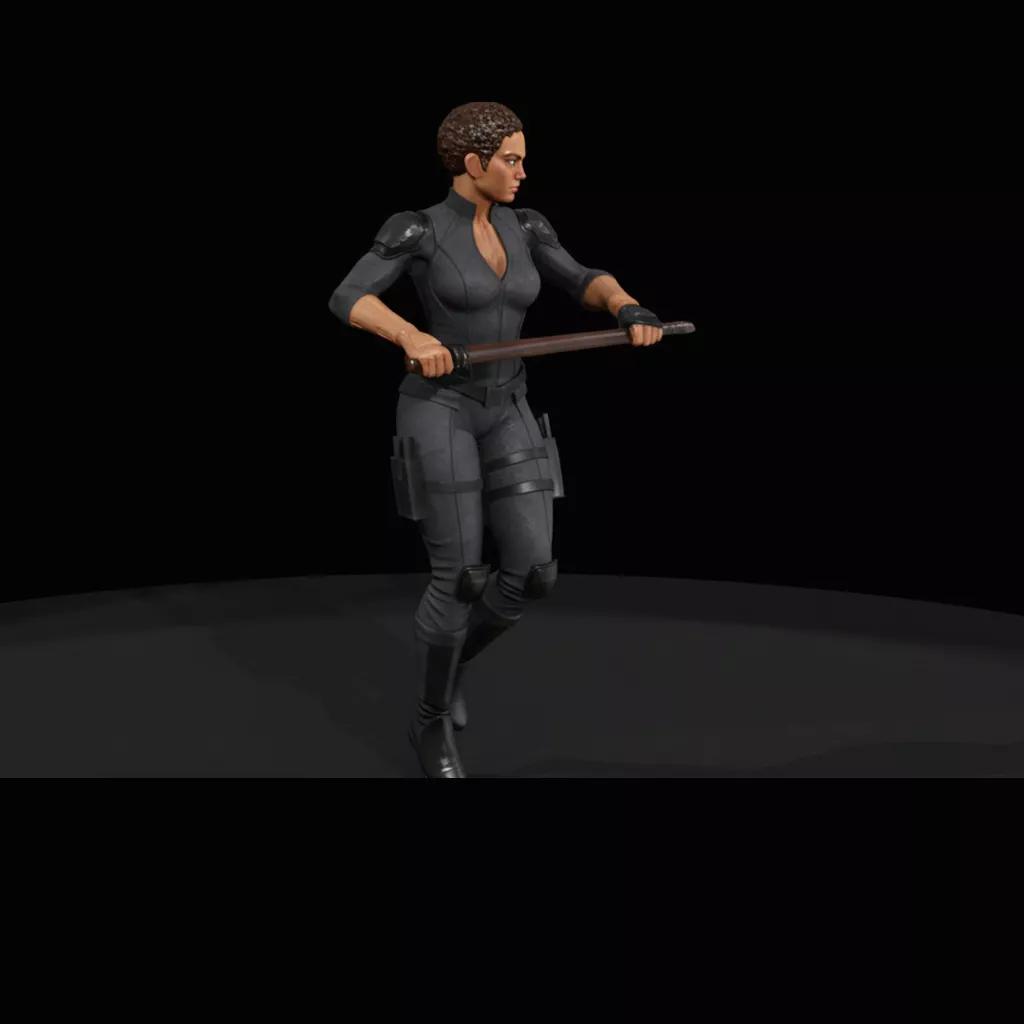 Stuntwoman Dynamic Action Pose 3D print model