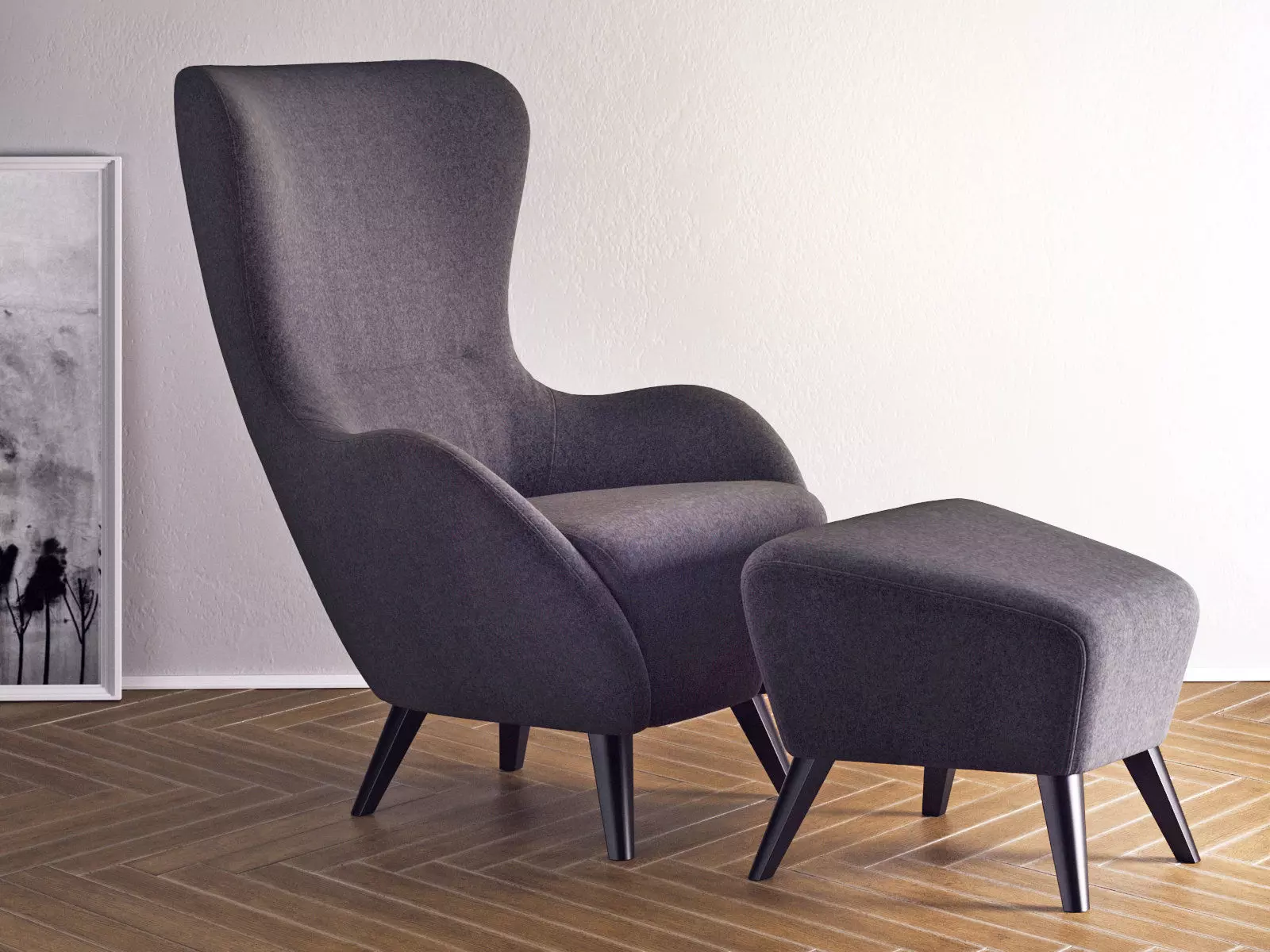 Earl chair and ottoman 3D model_2