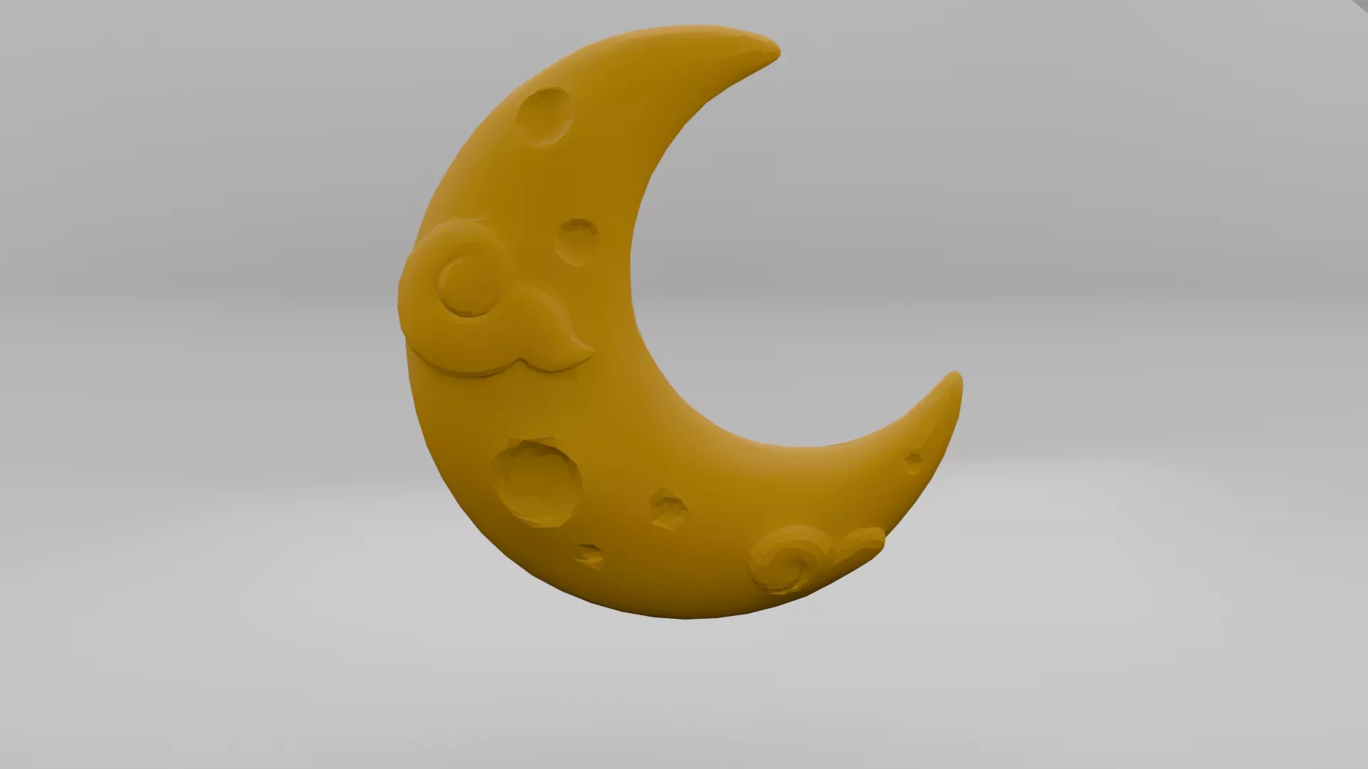 Crescent Moon Symbol Night Sky Icon Low-poly 3D model