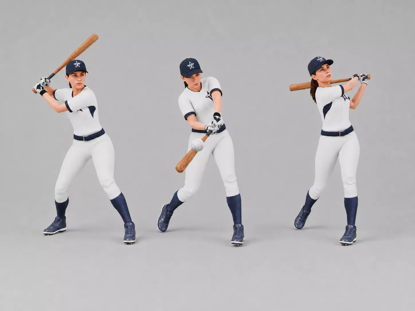 Baseball Player Female - Rigged Low-poly 3D model