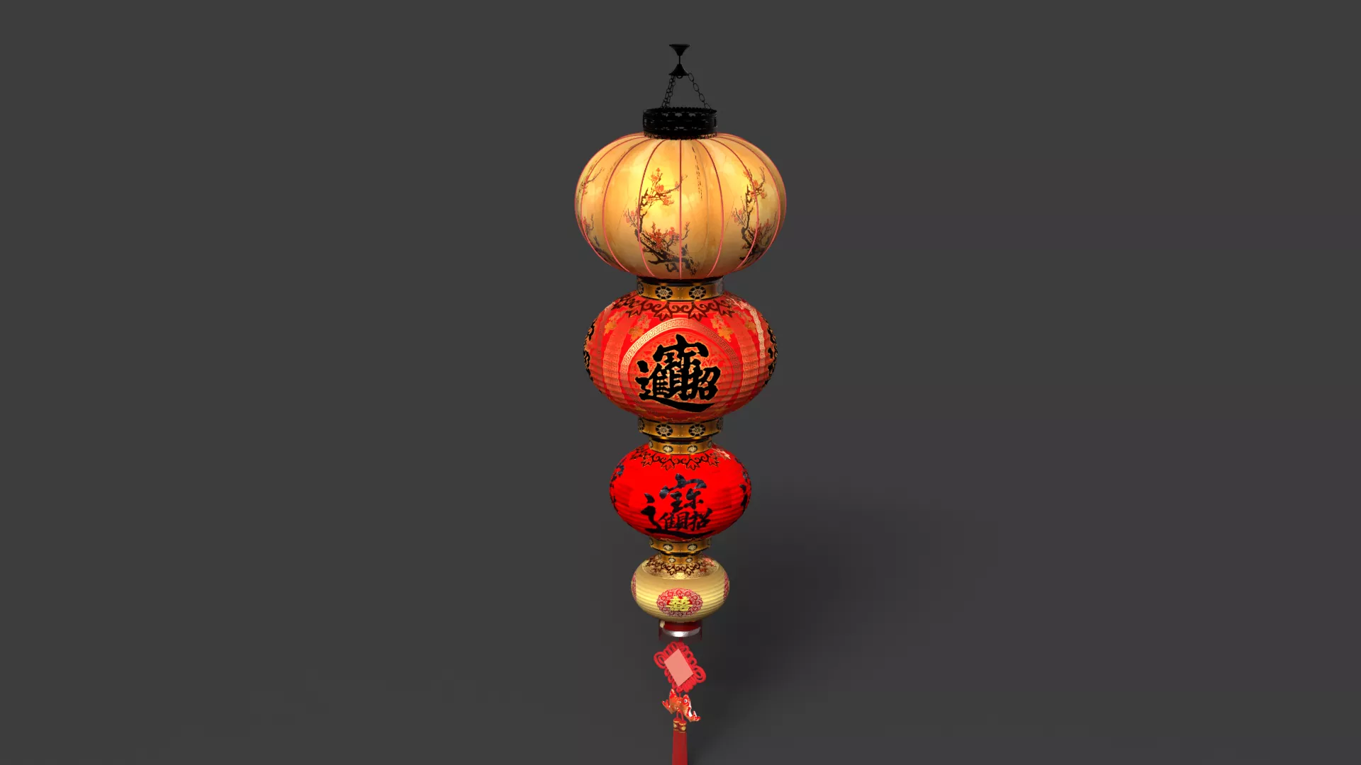 Chinese Red Lantern 3D Model Low-poly 3D model