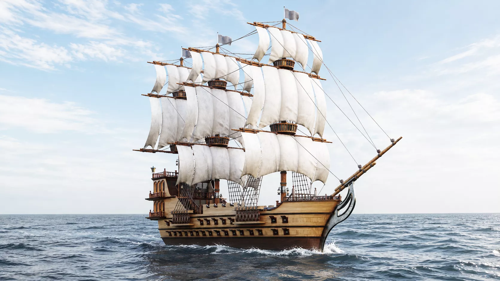 Sailing Pirates Ship 3D model