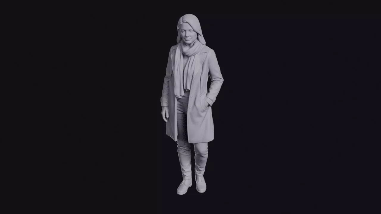 Poet in Long Coat and Scarf Figurine 3D print model