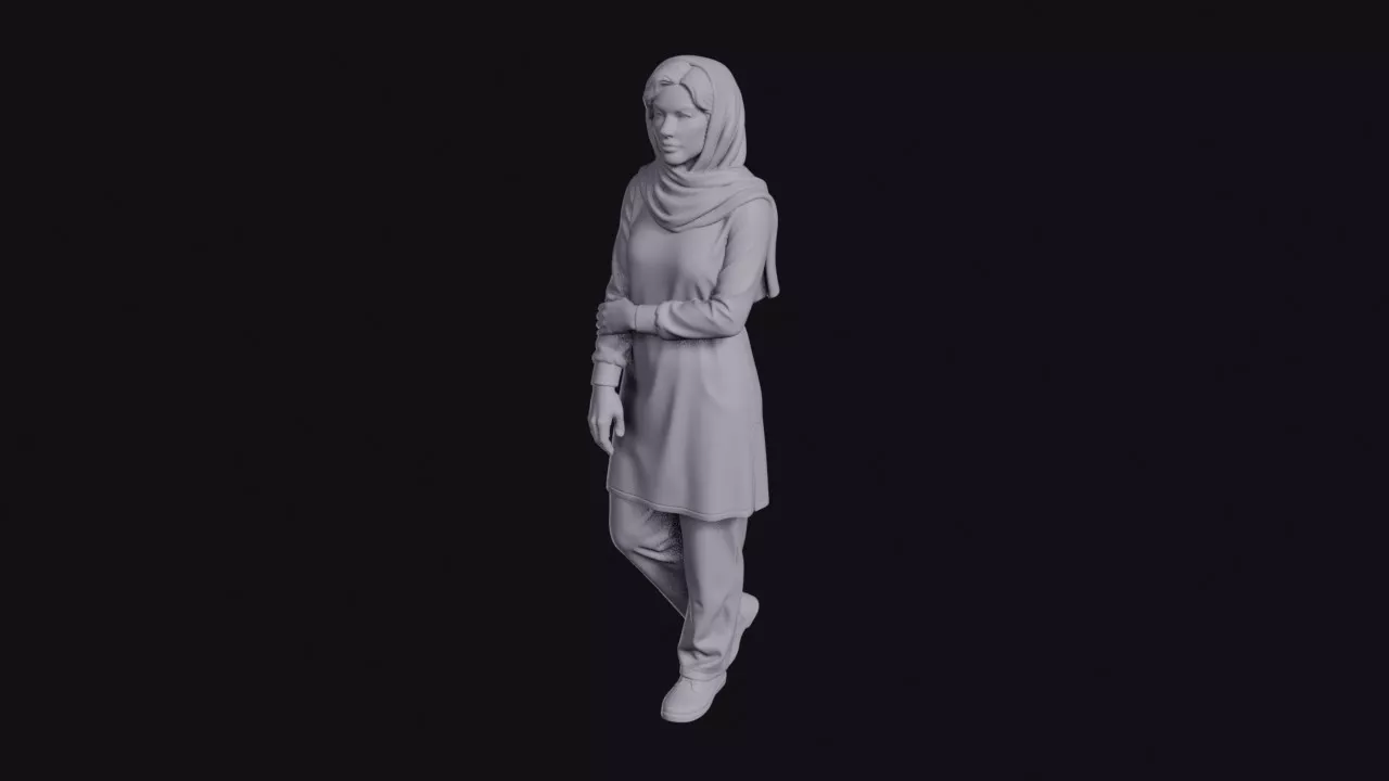 Persian Woman in Long Tunic and Headscarf Figurine 3D print model