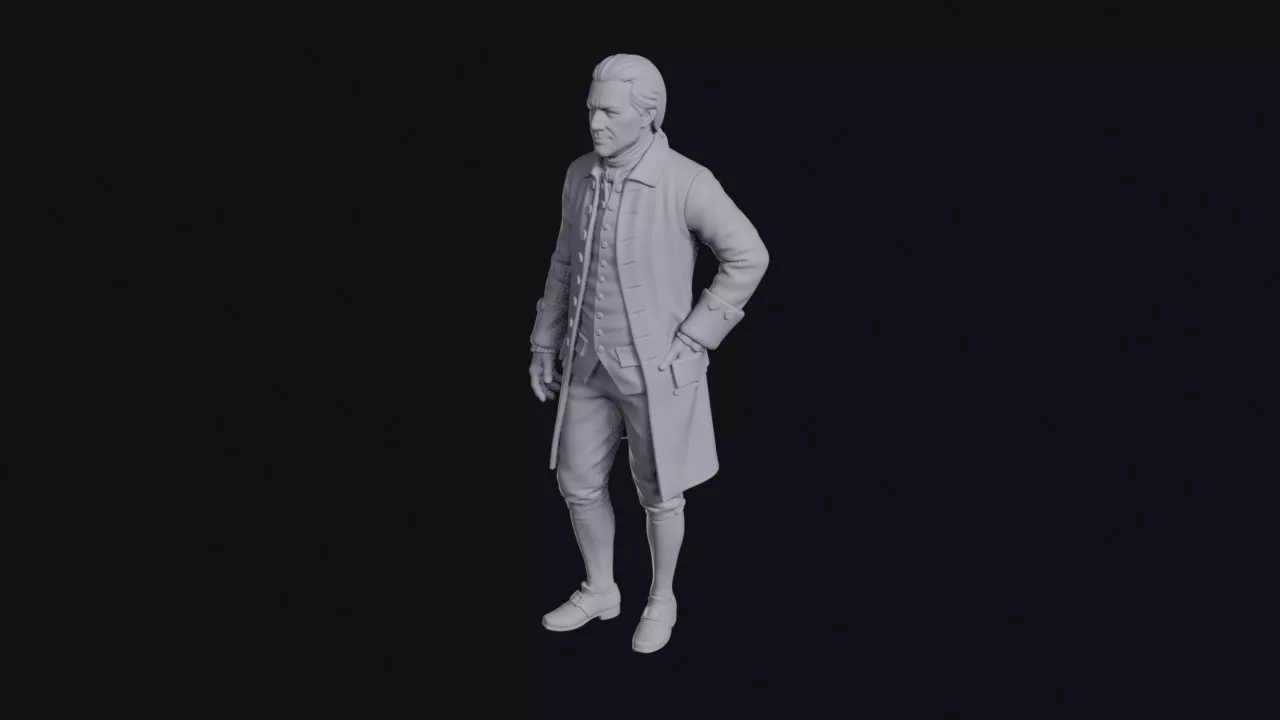 Period Reenactor in Eighteenth Century Coat Figurine 3D print model