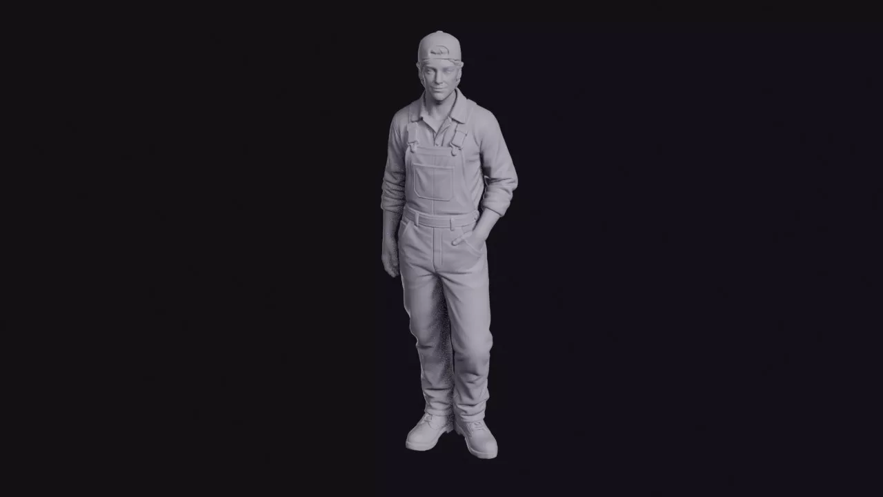 Painter and Decorator in White Overalls Figurine 3D print model