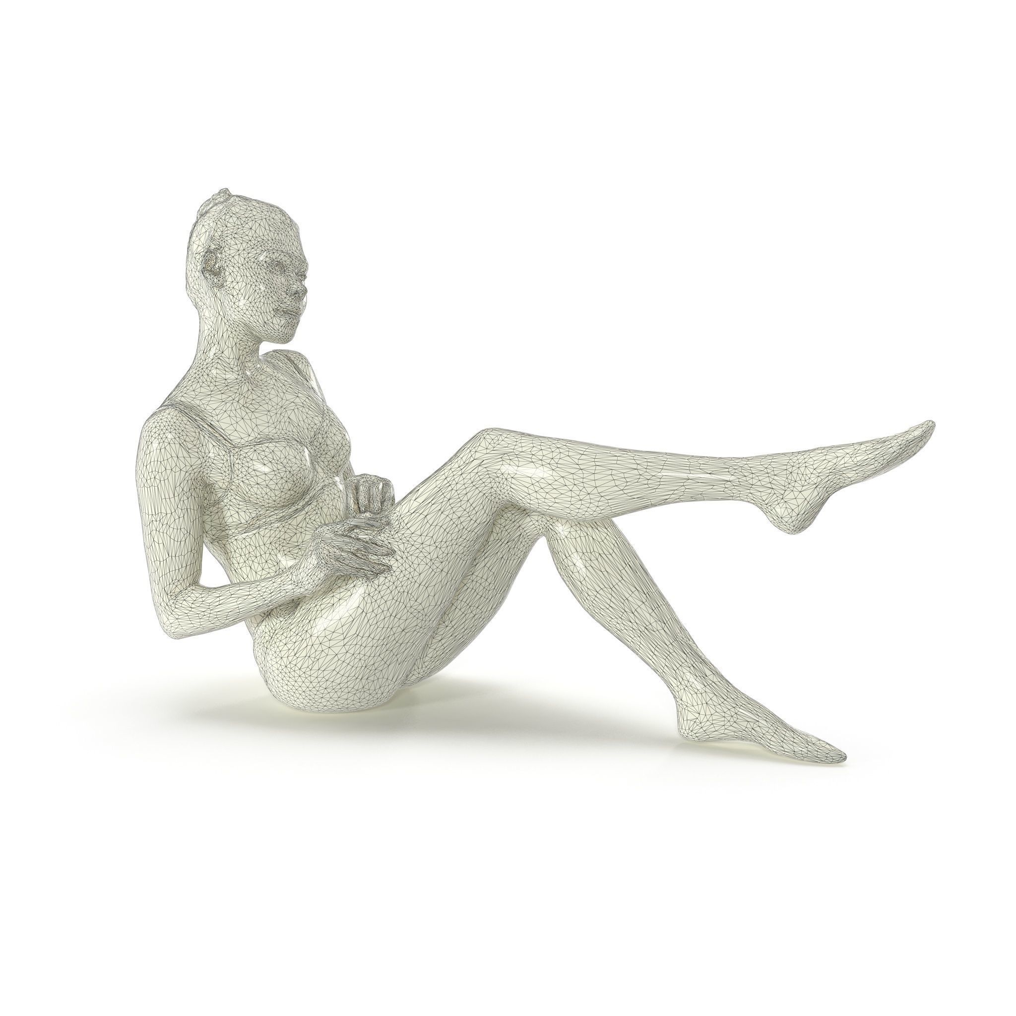 Girl In Stockings Low-poly 3D model_2