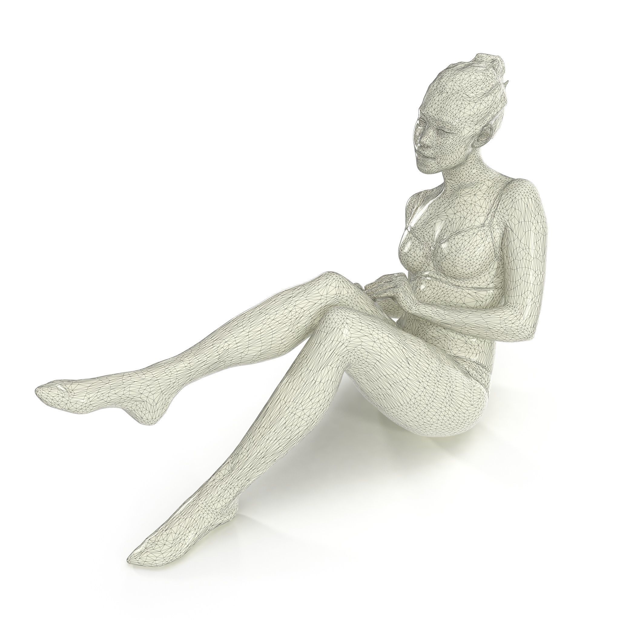 Girl In Stockings Low-poly 3D model_6
