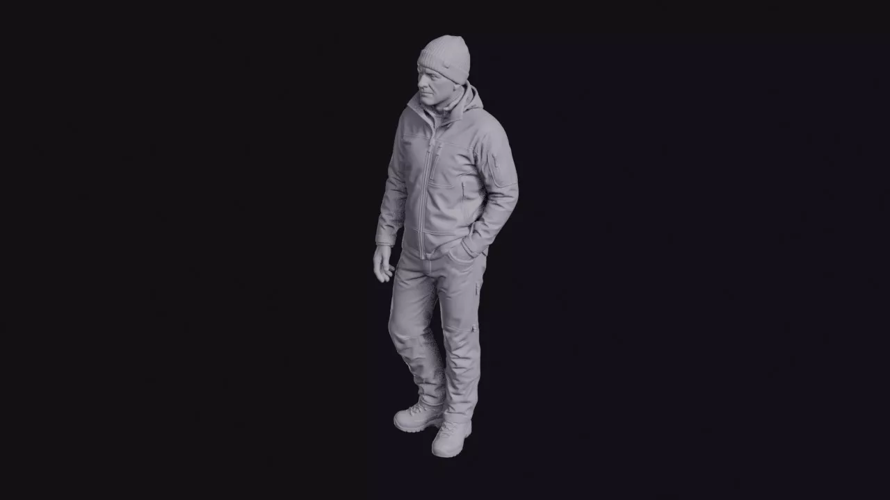 Mountain Guide in Shell Jacket and Beanie Figurine 3D print model