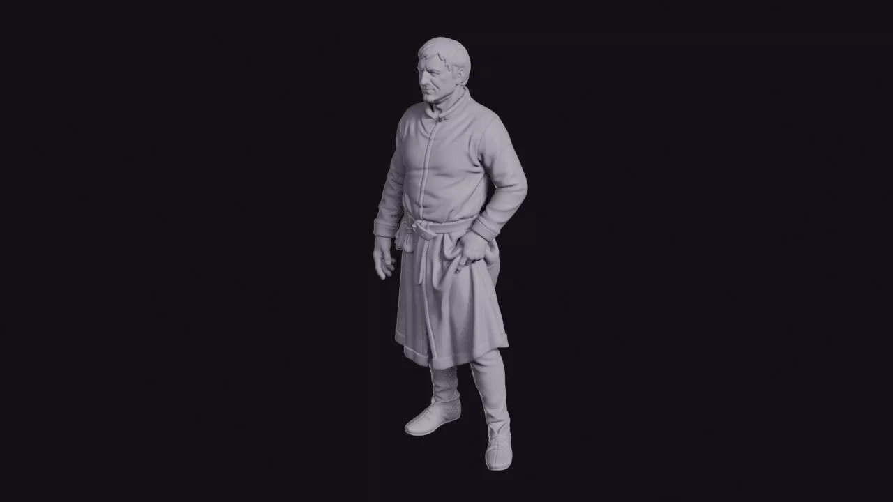 Medieval Merchant in Belted Tunic Figurine 3D print model