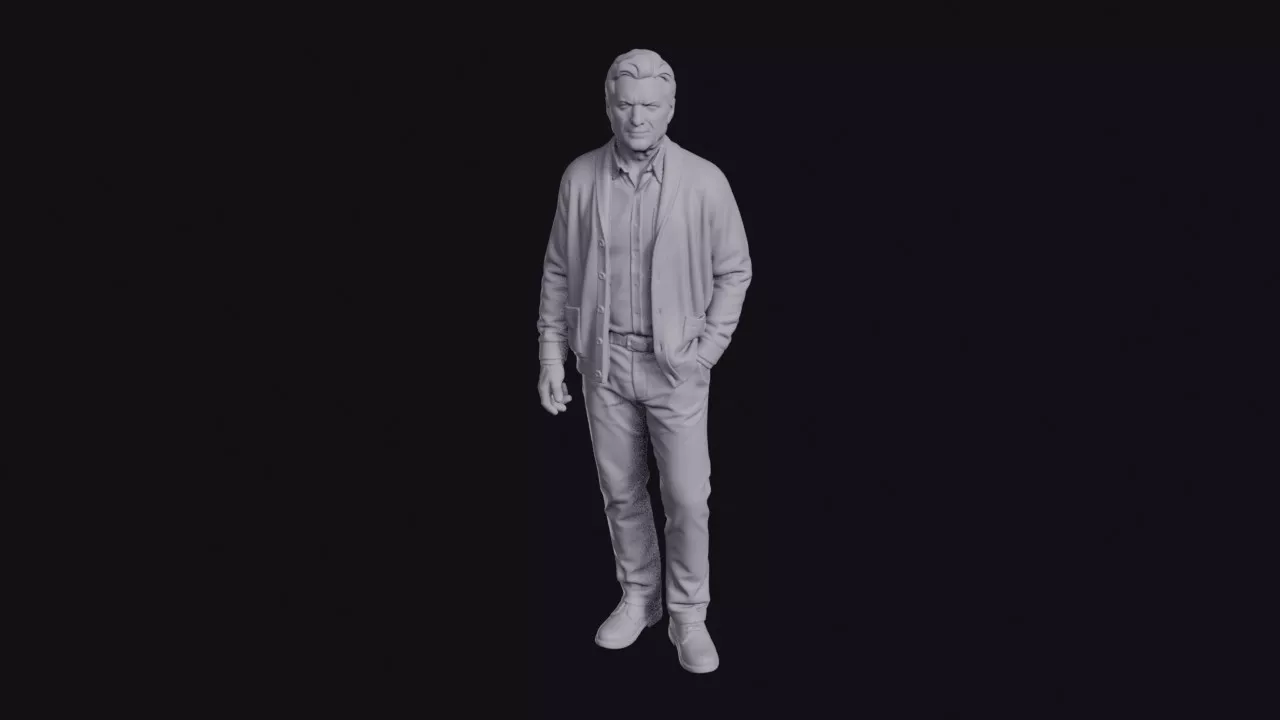 Man in Cardigan and Collared Shirt Figurine 3D print model