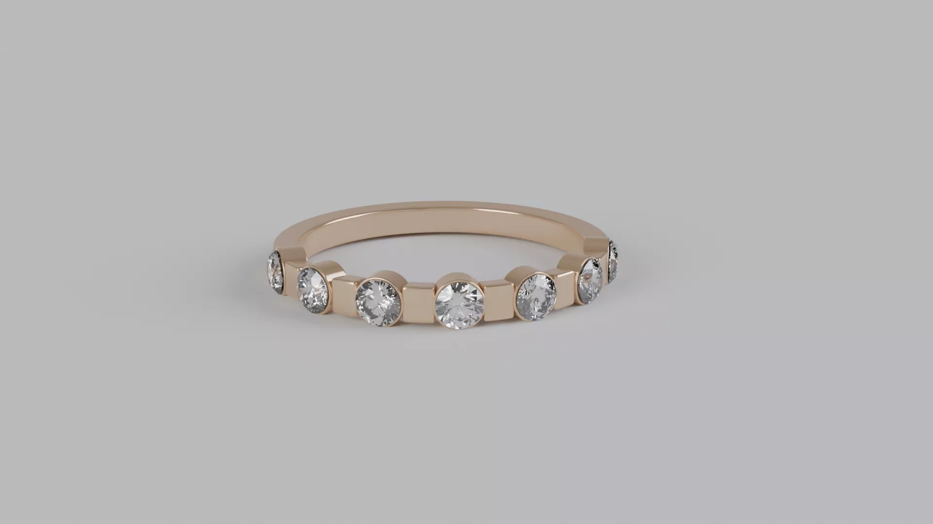 Round Cut Half Eternity Ring 3D print model
