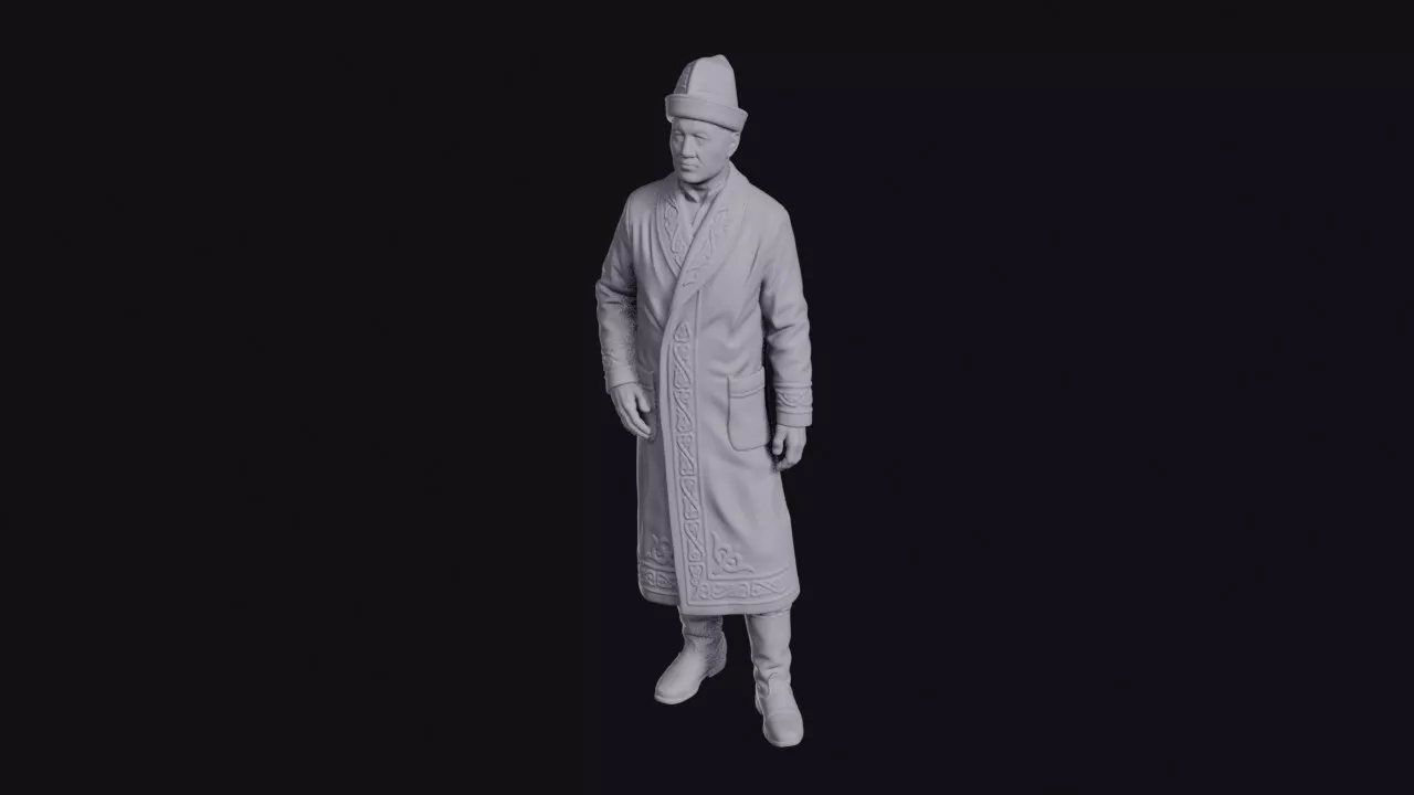 Kazakh Man in Embroidered Coat and Cap Figurine 3D print model