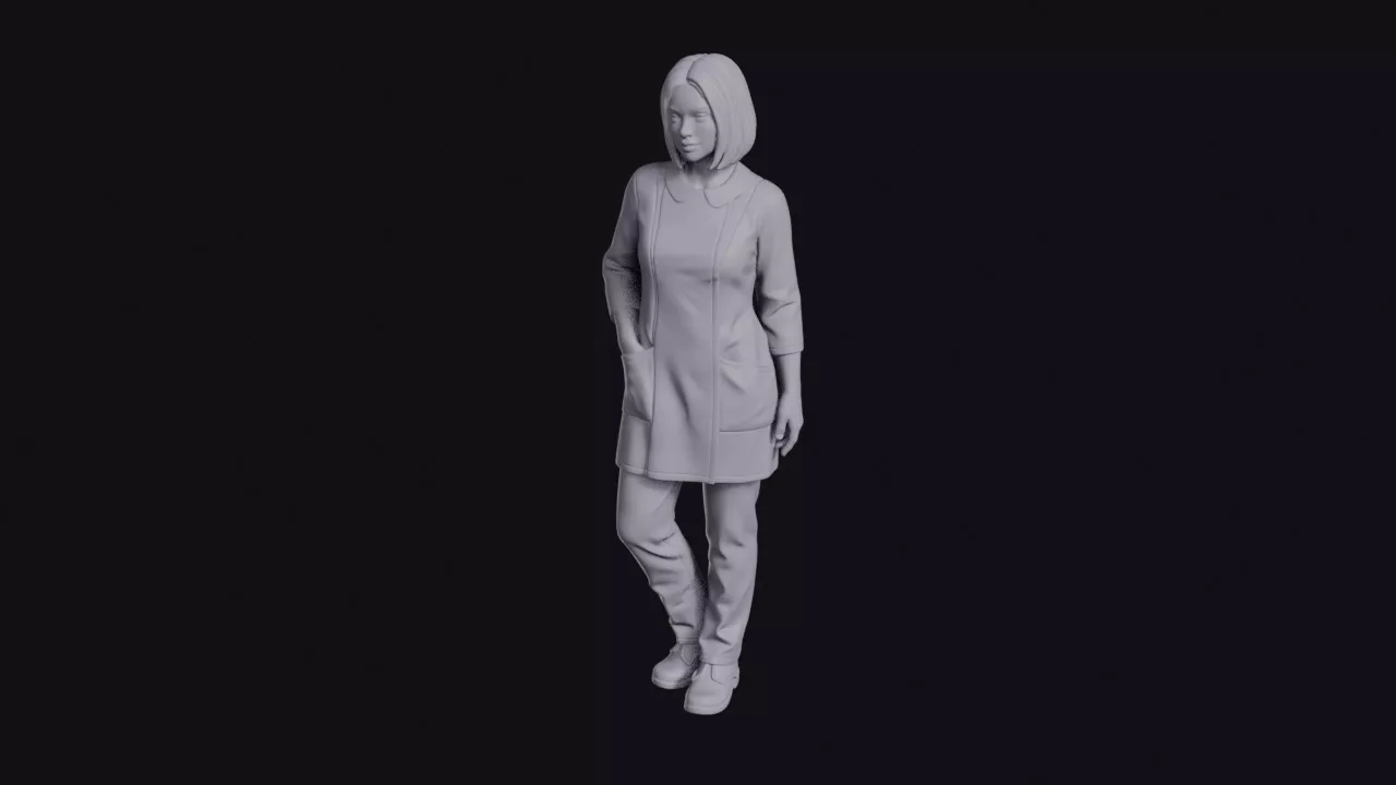 Hairdresser in Black Smock Figurine 3D print model