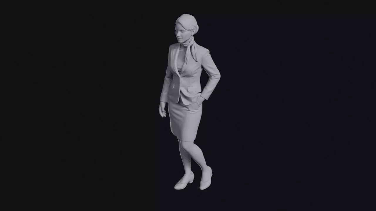Flight Attendant in Fitted Uniform Figurine 3D print model