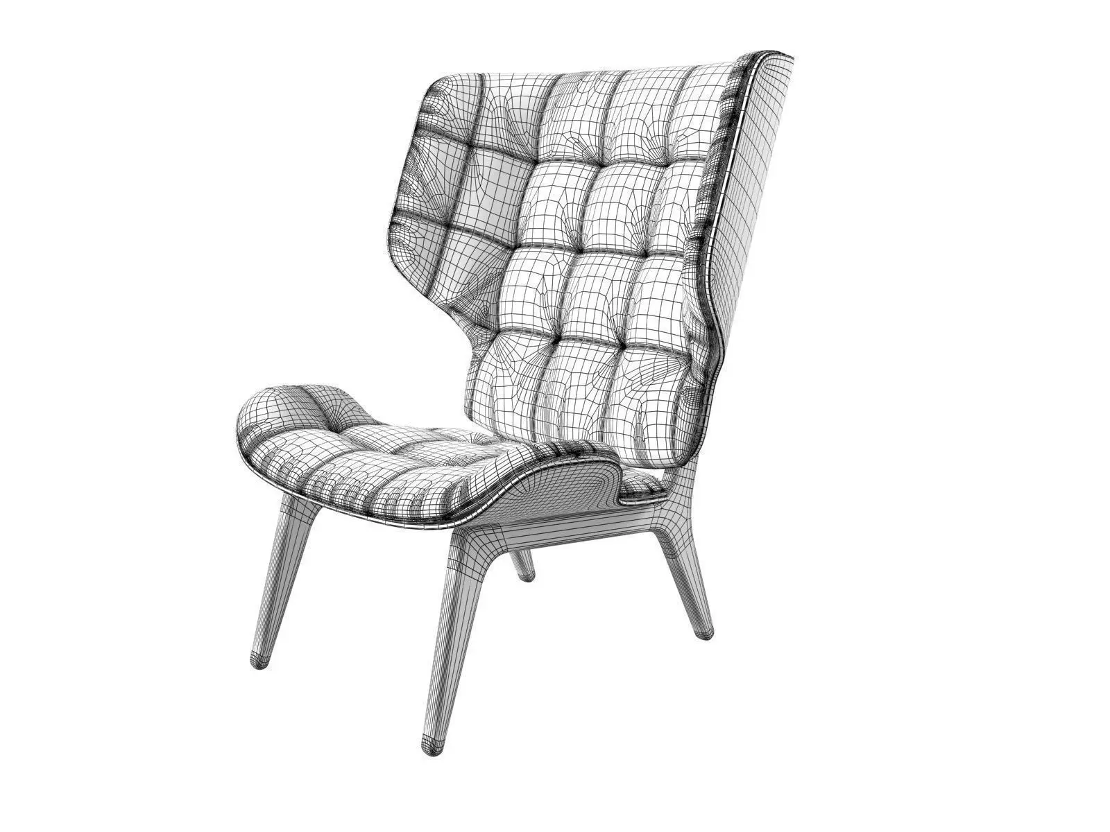 Mammoth leather chair with wooden legs 3D model_3