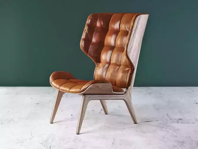 Mammoth leather chair with wooden legs