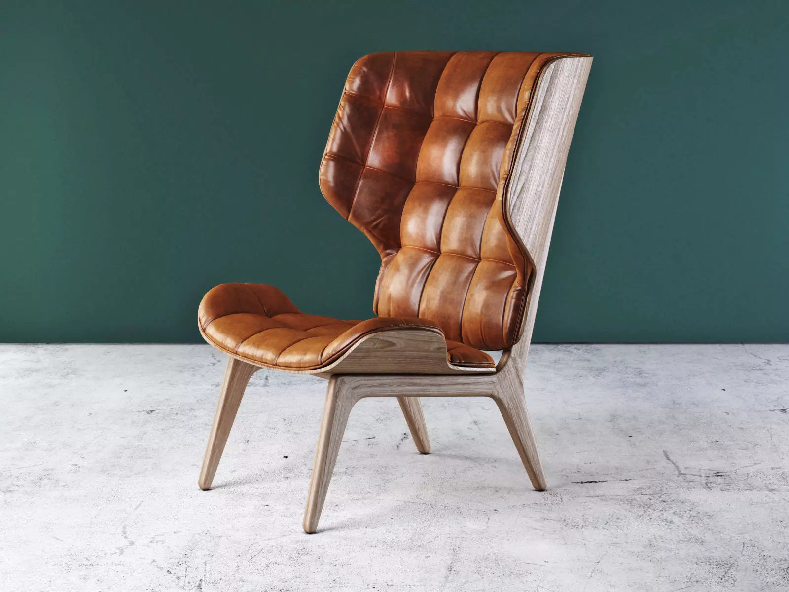 Mammoth leather chair with wooden legs 3D model_0